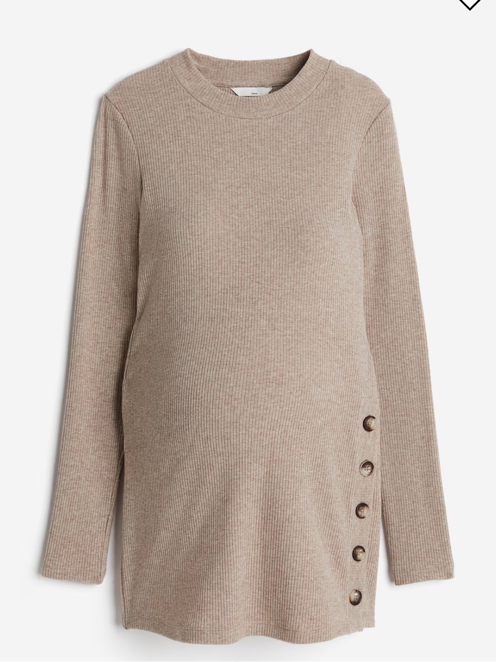 H&M Mama Ribbed Top, Light Beige, M